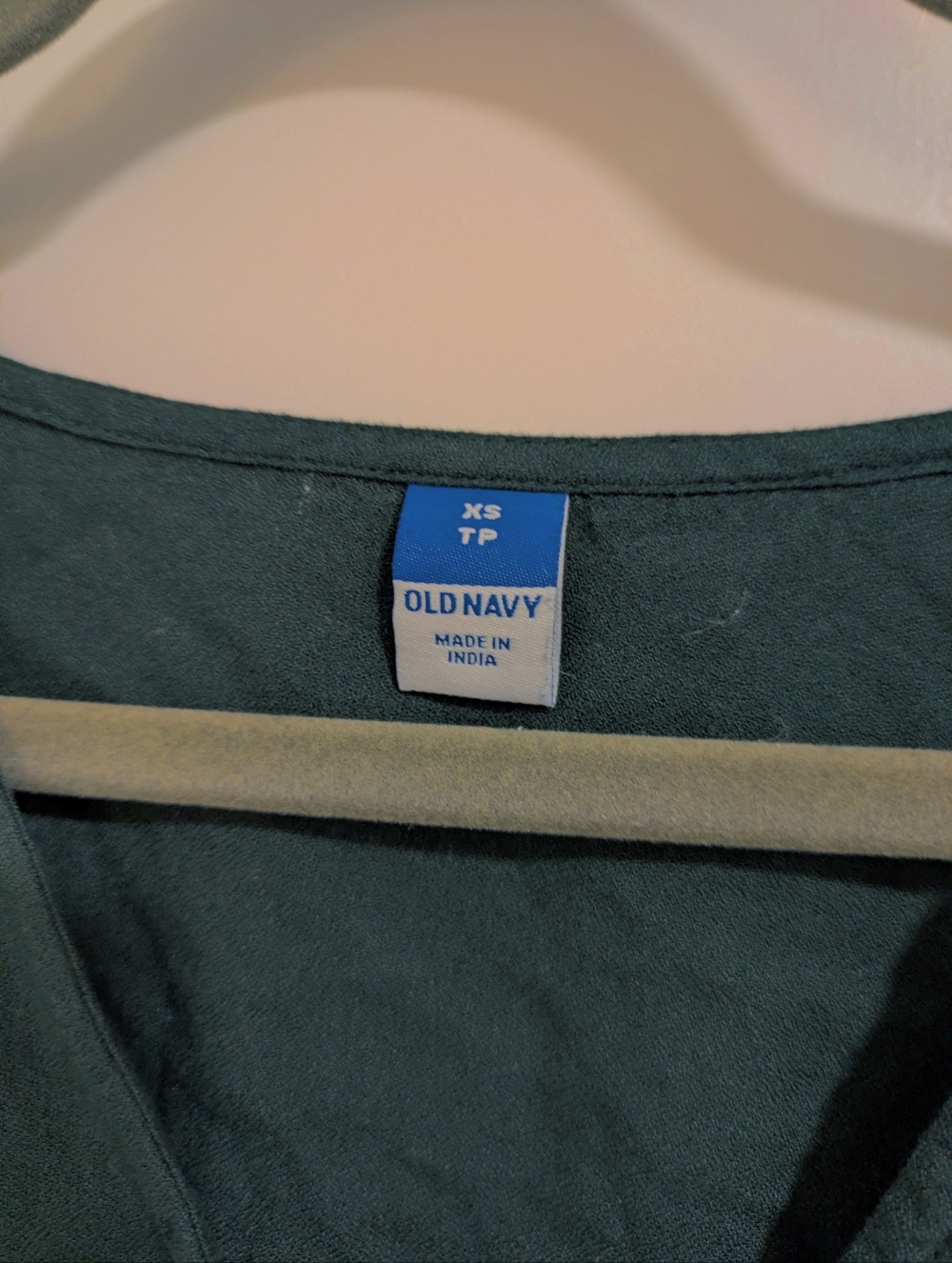 Women's Dark Green Button-Front V-Neck Top - Picture 3 of 4